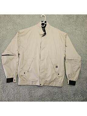 DRYJOYS BY FOOTJOY Convertible Jacket Mens Large Beige Waterproof Golf *Stain